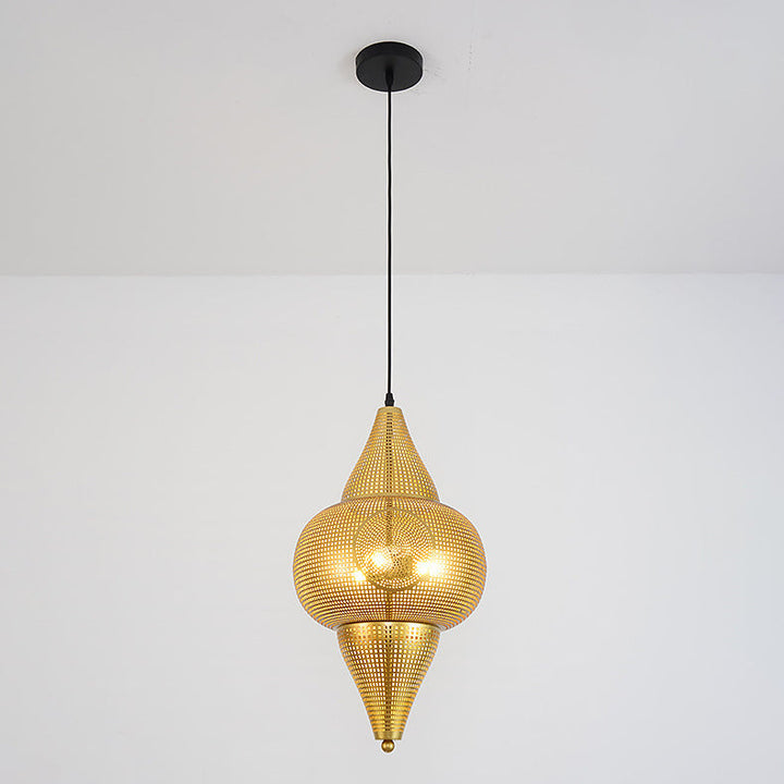 Lustre suspendu à 1 lumière en fer conique creusé vintage traditionnel pour salon 