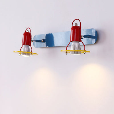 Zeitgenössische kreative kindliche bunte geometrische Eisen 2-Licht Spiegel Front Wandleuchte Lampe für Schlafzimmer 