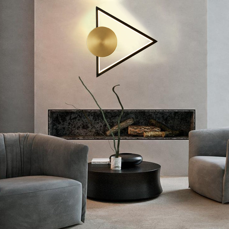 Lámpara de Aplique de Pared LED de Triángulo Cuadrado Círculo de Acrílico Latón Minimalista Moderna Para Sala de Estar 