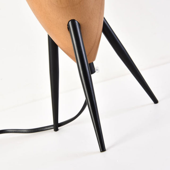 Lampe de table à 1 lumière en tissu PVC en bois de fer conique vintage traditionnel pour chambre à coucher 