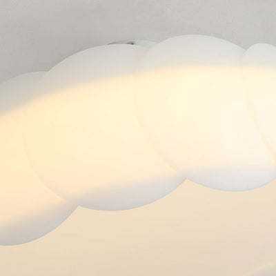 Modern Minimalist Round Flower Hardware PE LED Semi-Flush Mount Ceiling Light For Bedroom