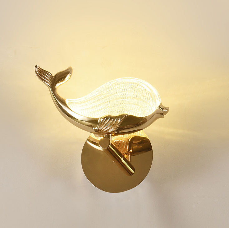 Nordic Light Luxury Creative Aluminum Whale LED Wall Sconce Lamp