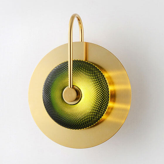 Applique murale LED ronde en verre de fer de luxe moderne pour chambre à coucher 