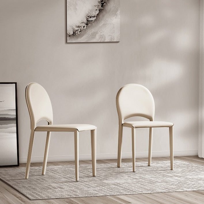 Modern Minimalist Saddle-Style Faux Leather Carbon Steel Sponge Square Elliptical Dining Chair Backrest For Dining Room