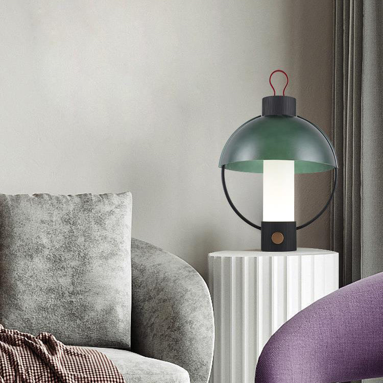 Zeitgenössische kreative runde Kuppelzylinder-Aluminiumglas-1-Licht-Tischlampe für Wohnzimmer 