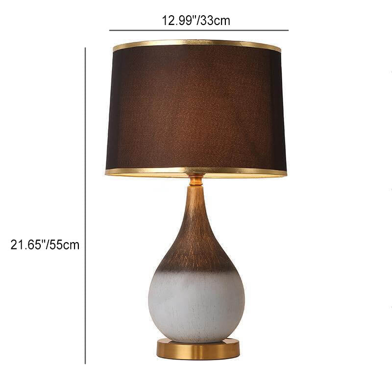Contemporary Nordic Ceramic Fabric Cylinder 1-Light Table Lamp For Bedroom