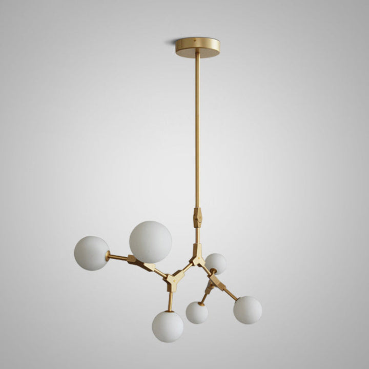 Contemporary Scandinavian Branches Magic Bean Orb Glass Iron 6/8 Light Chandelier For Bedroom