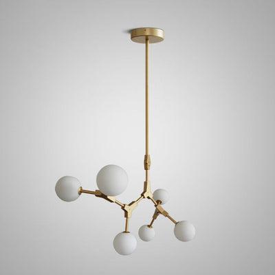 Contemporary Scandinavian Branches Magic Bean Orb Glass Iron 6/8 Light Chandelier For Bedroom