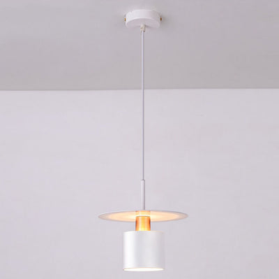 Moderne Mid-Century Eisen Runde Stück Zylinder Schirm 1-Licht Pendelleuchte Für Schlafzimmer 
