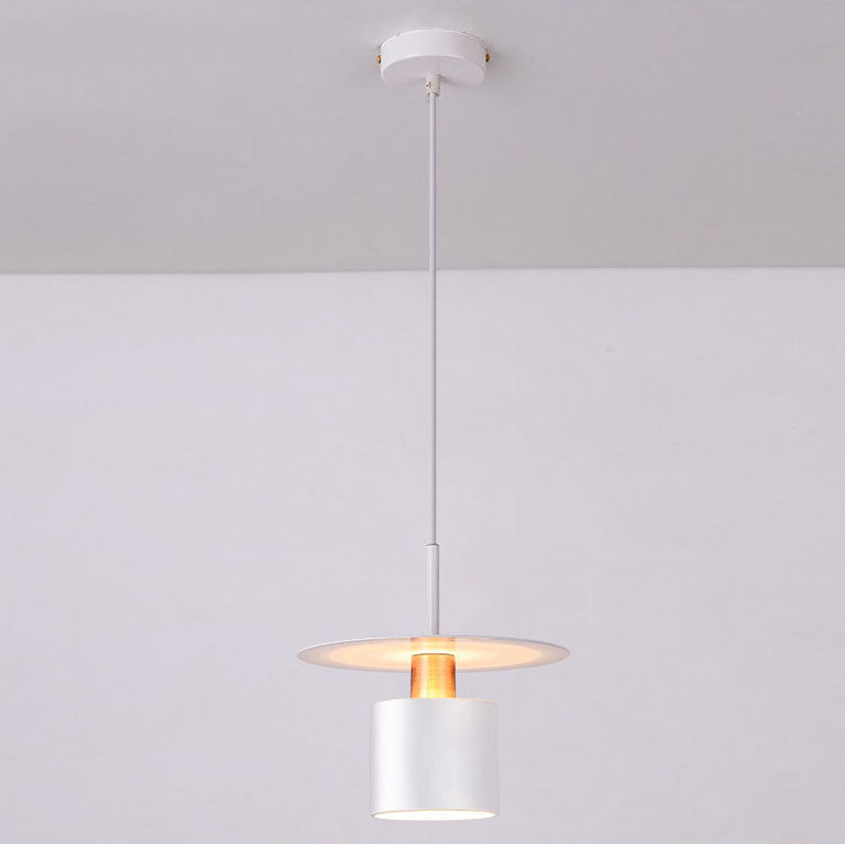 Moderne Mid-Century Eisen Runde Stück Zylinder Schirm 1-Licht Pendelleuchte Für Schlafzimmer 