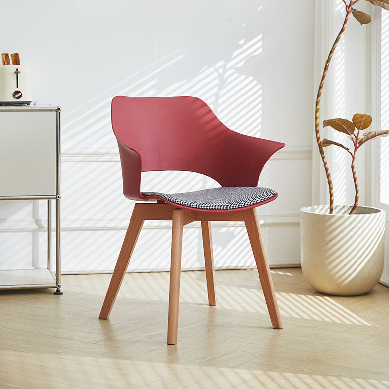 Contemporary Nordic Square Trapezoidal PP Plastic Stainless Steel Wood Chair Backrest For Living Room