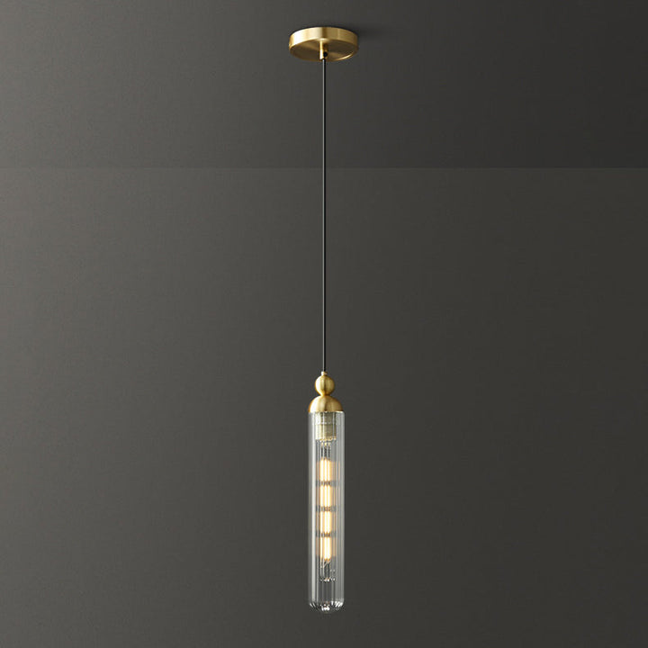 Suspension en laiton et verre à bande 1 lumière pour salon de simplicité contemporaine 