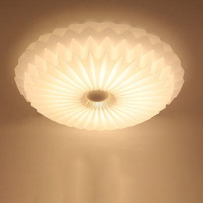 Luz de techo empotrada LED redonda de metal acrílico con pliegues de simplicidad moderna para dormitorio 