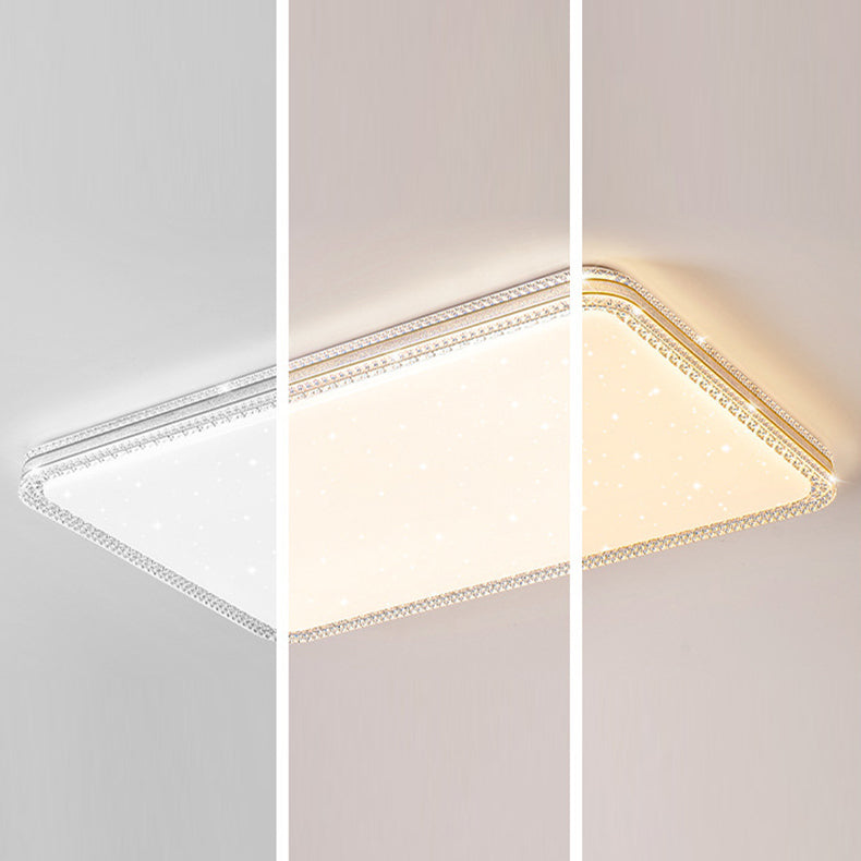 Contemporary Scandinavian Iron Acrylic Round Square Acrylic Skeleton Border LED Flush Mount Ceiling Light For Living Room