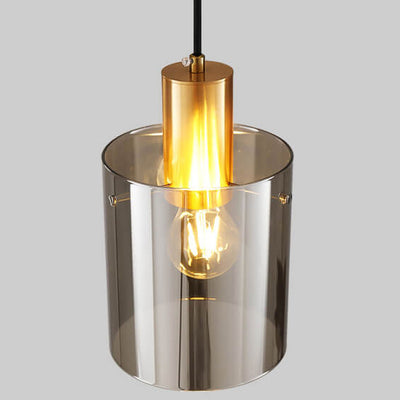 Nordic Minimalist Glass Cylinder Jar 1-Light Pendant Light