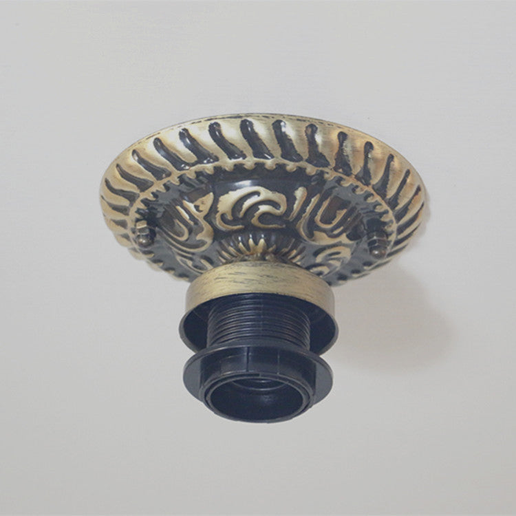 Traditionelle, pastorale Tiffany-Deckenleuchte mit violetter Blume und Buntglas in Schalenform mit einer Lampe und halbbündiger Montage für das Wohnzimmer 