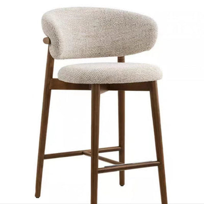 Tabouret de bar rond en tissu nordique contemporain avec dossier et repose-pieds pour salle à manger 
