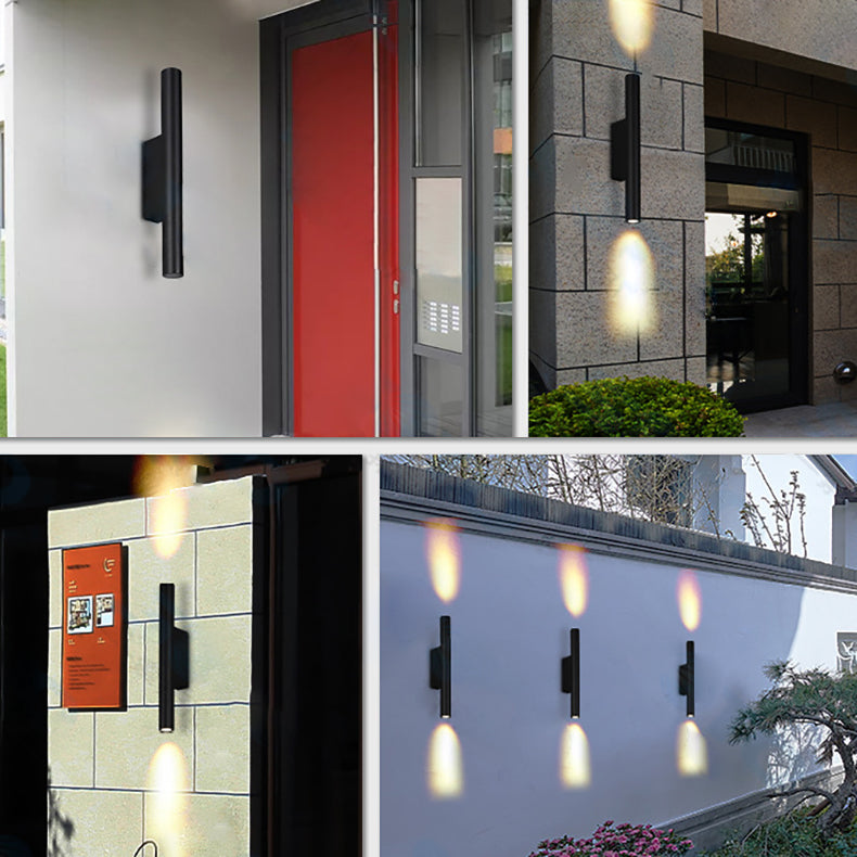 Applique murale moderne minimaliste en aluminium avec base rectangulaire cylindrique longue en verre trempé LED étanche pour jardin 
