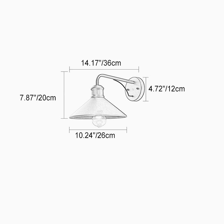 Moderne minimalistische kegelförmige 1-flammige Wandleuchte aus Eisen für die Terrasse im Freien 