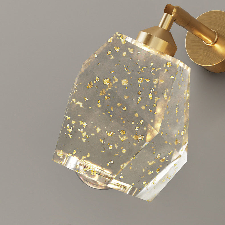 Zeitgenössische Luxus-Vollkupferrahmen Harz Blattgold Tintenmalerei Schatten LED Wandleuchte Lampe für Wohnzimmer 