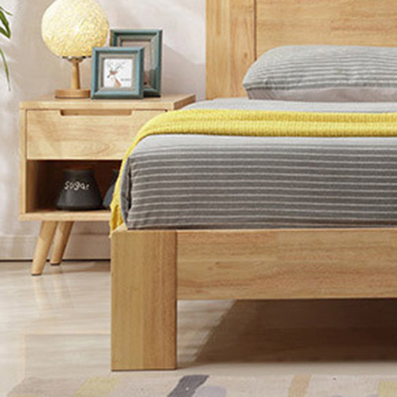 Contemporary Scandinavian Square Tabletop Rubberwood Nightstand 1-Drawer For Bedroom