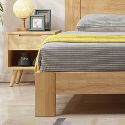 Table de chevet en bois massif scandinave contemporain avec plateau carré et 1 tiroir pour chambre 