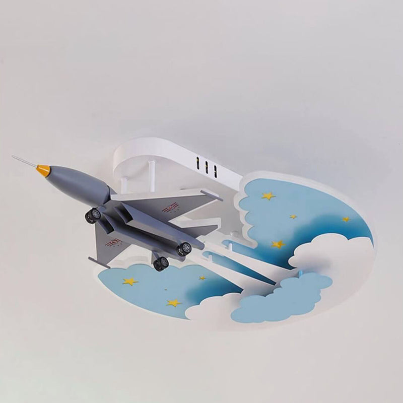 Creative Kids Cartoon Aircraft Dimmable Acrylic LED Flush Mount Ceiling Light