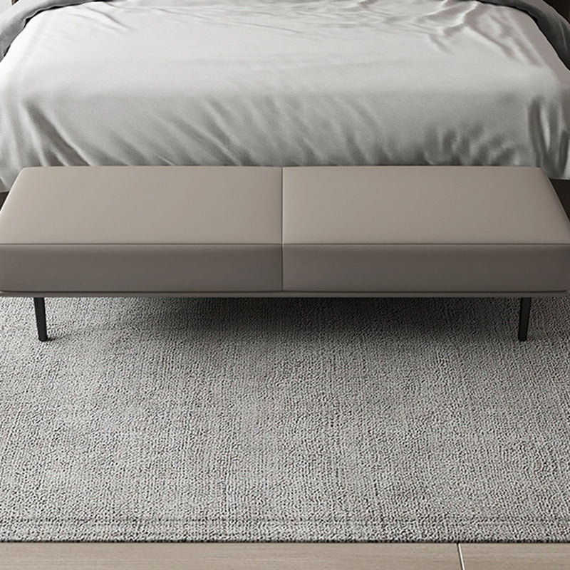 Modern Minimalist Rectangular Microfiber Leather Plywood Steel Sponge End Of The Bed Low Stool Backless For Bedroom
