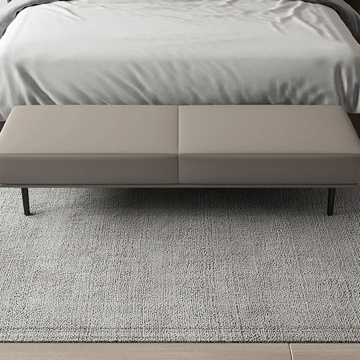 Modern Minimalist Rectangular Microfiber Leather Plywood Steel Sponge End Of The Bed Low Stool Backless For Bedroom