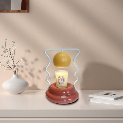 Lampe de table contemporaine en fer créatif en forme de champignon avec base en céramique à 1 lumière pour faire fondre de la cire pour chambre à coucher 