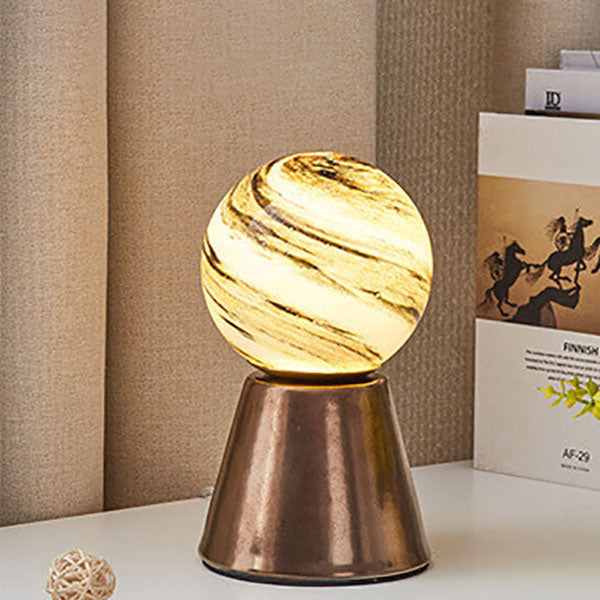 Modern Creative Orb Moon Ceramic Glass USB LED Night Light Table Lamp