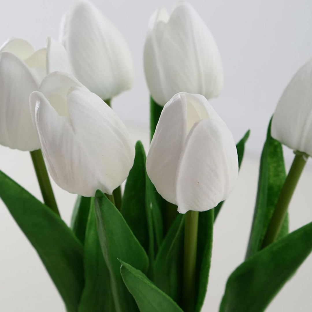 Moderne Art Deco PU Keramik Tulpe Simulierte Blume LED Tisch Lampe Für 