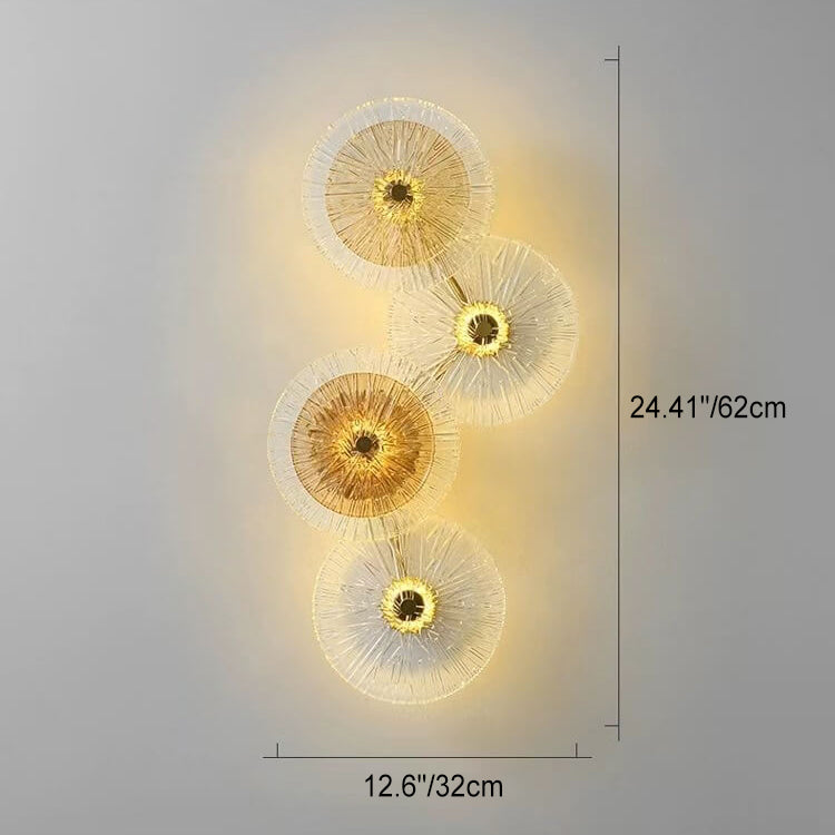 Lámpara de pared LED de hierro con forma de hoja de loto de vidrio de lujo moderno 
