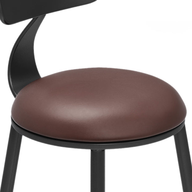 Tabouret de bar contemporain rond en similicuir avec dossier et repose-pieds pour salle à manger 