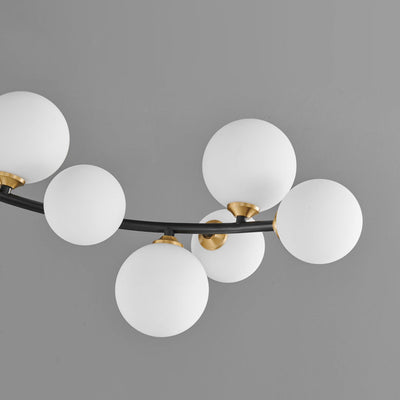 Plafonnier semi-encastré moderne de style mi-siècle en cuivre avec verre magique à 4/5/7 lumières pour chambre 