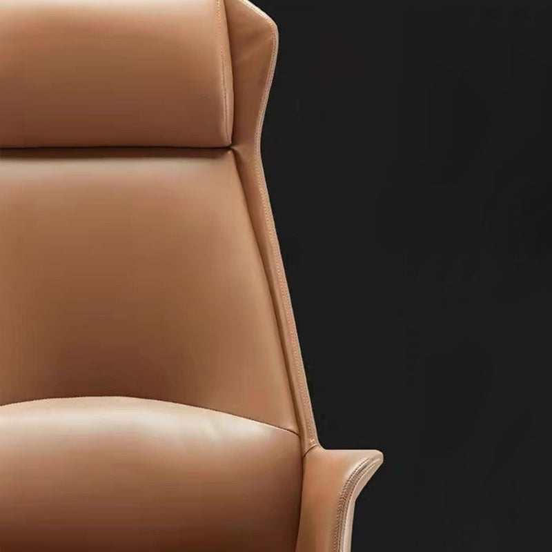 Moderner minimalistischer rechteckiger Hochlehner aus Leder mit Kohlenstoffstahl für das Home Office 