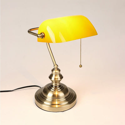 Retro-Tischlampe mit 1-Licht-Reißverschluss aus farbigem Glas mit Metallsockel 