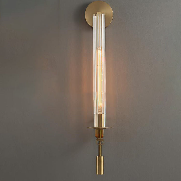 Lámpara Aplique de Pared de 1 Luz con Cilindro de Vidrio de Hierro de Lujo Moderno para Pasillo 