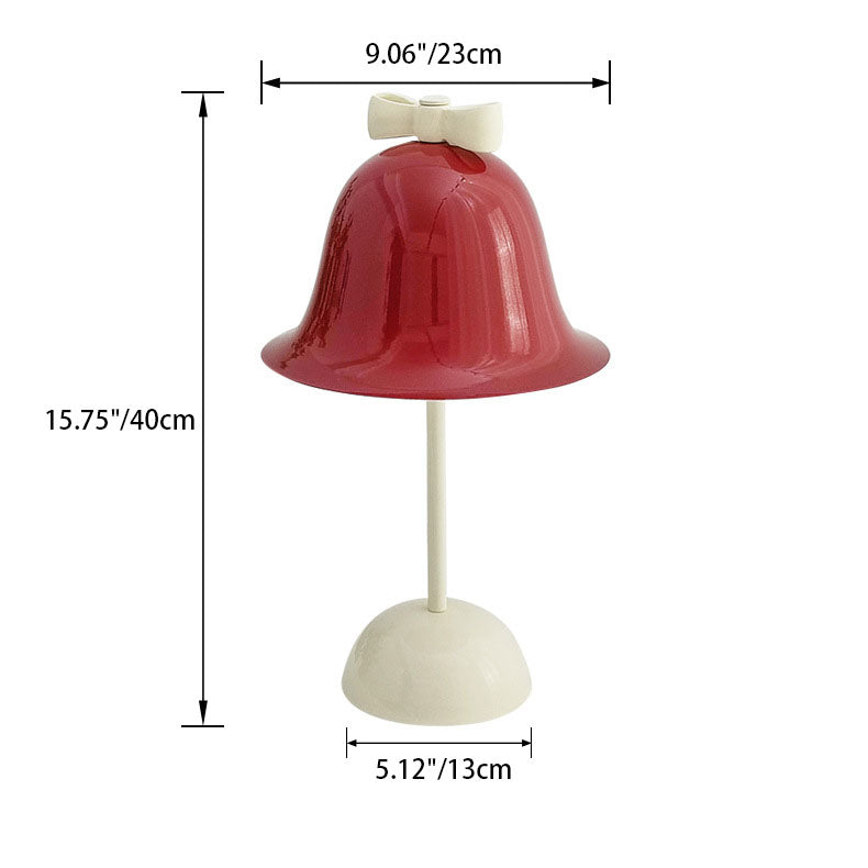 Moderne minimalistische Tischleuchte mit Schleifenglocke im Creme-Ton und LED 