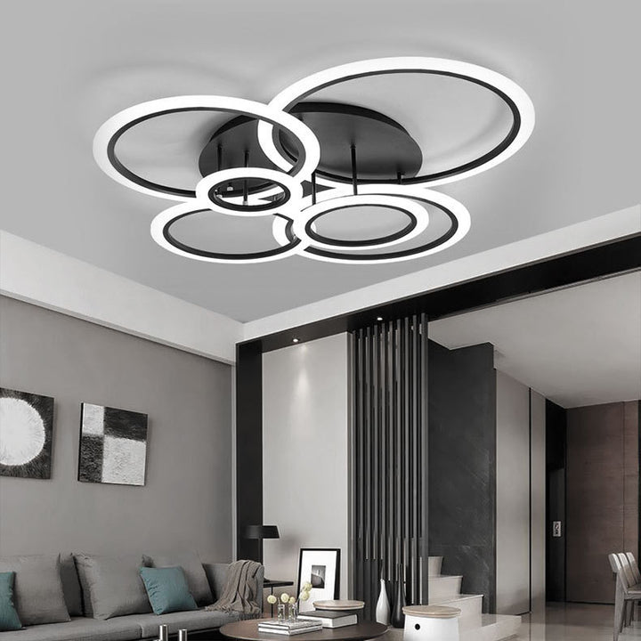 Moderne minimalistische Kombination runder Kreis Hardware Acryl LED Semi-Flush Mount Deckenleuchte für Wohnzimmer 