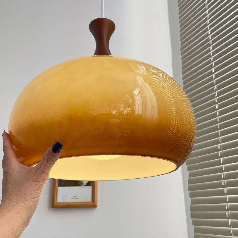 Zeitgenössische Einfachheit Oval Glas Schatten 1-Licht Pendelleuchte für Wohnzimmer 