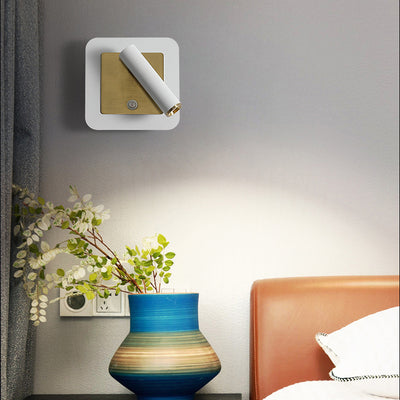 Lámpara Aplique de Pared LED de Metal Cilíndrico Cuadrado Redondo Giratorio Minimalista Moderna para Dormitorio 