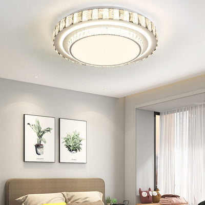 Luz de techo LED de montaje empotrado redonda minimalista moderna de acrílico y cristal de hierro para dormitorio 