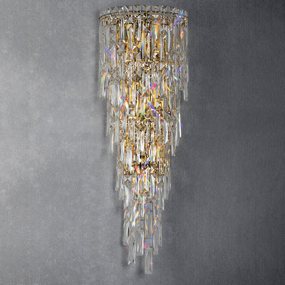 Contemporary Luxury Crystal Tassel Half Post 1-Light Wall Sconce Lamp For Living Room