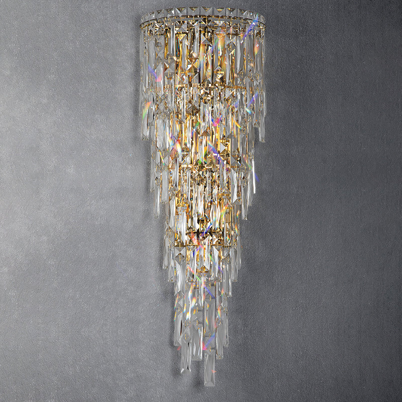 Zeitgenössische Luxus Kristall Quaste Halb Pfosten 1-Licht Wandleuchte Lampe für Wohnzimmer 