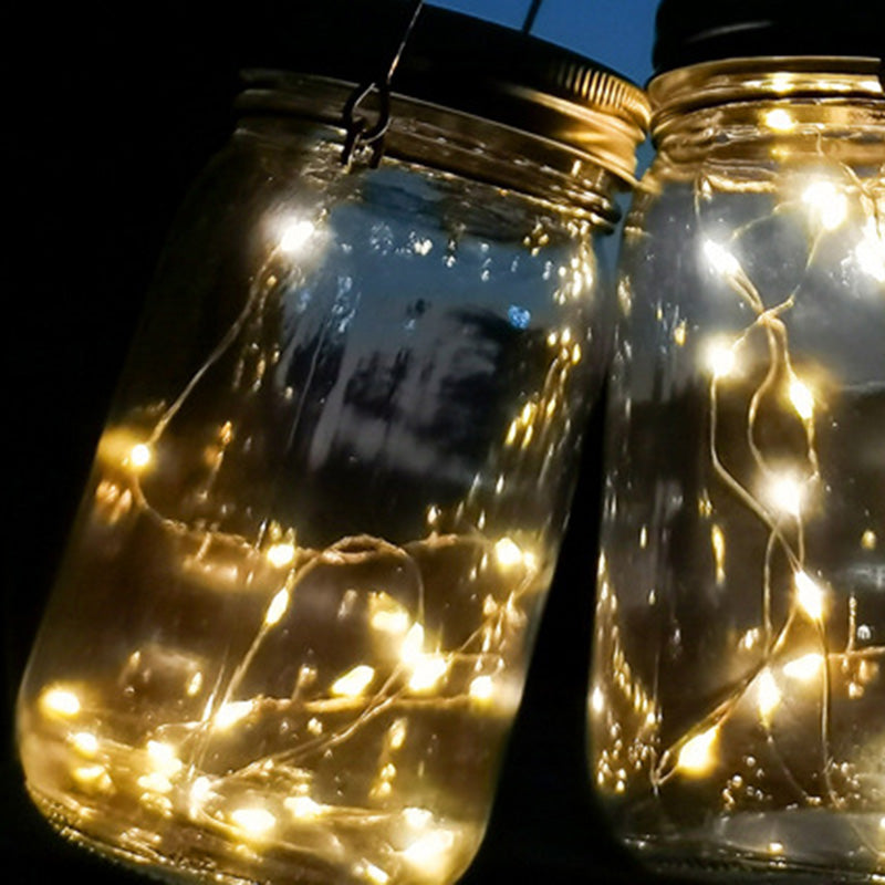 Modern Art Deco Waterproof Solar Glass Stainless Steel Copper Wire Star LED String Lights Outdoor Lighting For Garden