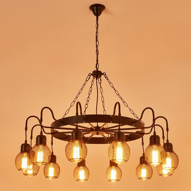 Traditional Colonial Round Mesh Iron 6/8/12 Light Chandelier For Living Room