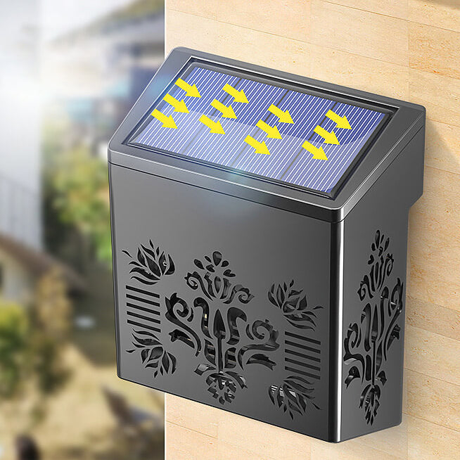 Solar Outdoor Square Hollow Design LED Patio Decoration Wall Sconce Lamp