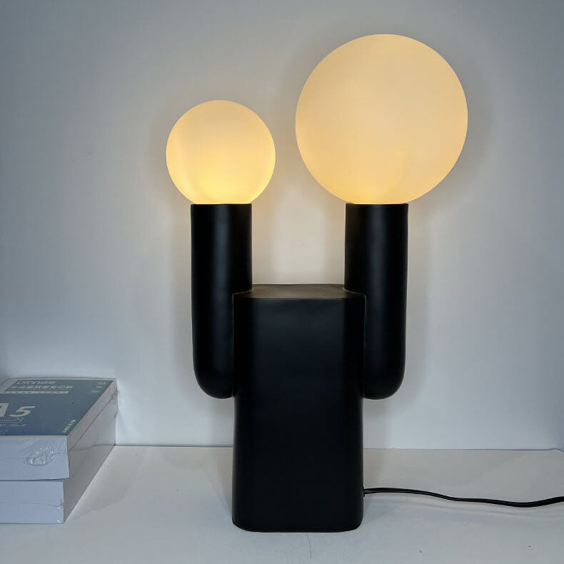 Lámpara de Mesa de Base de Resina con Bola de Doble Cabeza de Lujo Ligero Moderno de 1 Luz 