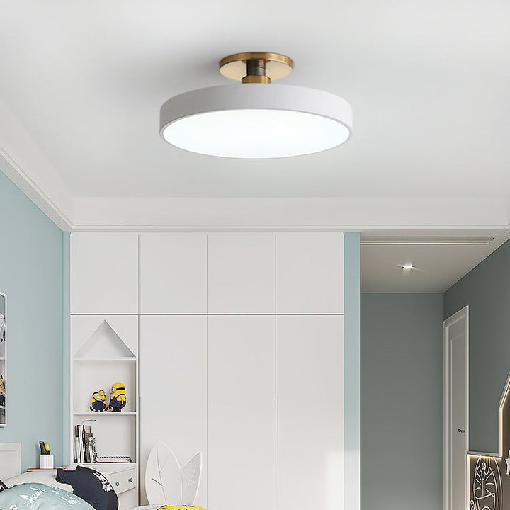 Plafonnier LED semi-encastré rond en métal acrylique scandinave contemporain pour couloir 